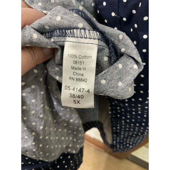 Ellos Sandy Button Shirt Dress Fit & Flare Navy/White Polka Dots Size 5X Plus - Picture 8 of 11